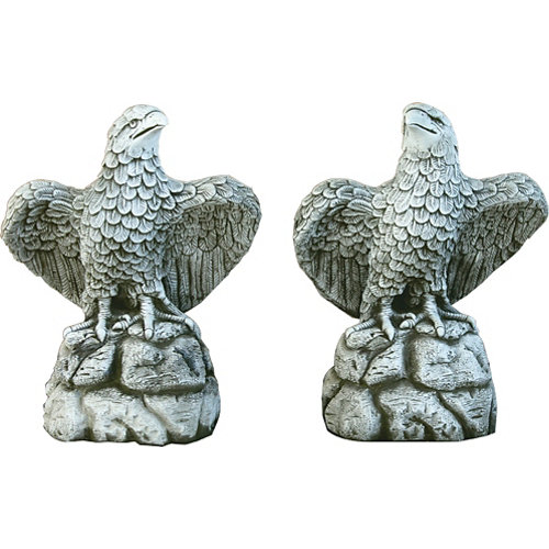 Figura decorativa pareja de águilas americanas de 36 cm ceniza de la marca DEGARDEN en acabado de color Gris / plata fabricado en Piedra reconstituida
