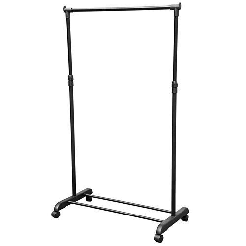 Perchero negro mate con ruedas 81x100-170x42cm