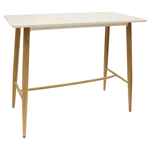 Mesa alta de comdeor de madera rectangular blanca de 75,2x76x115,1cm