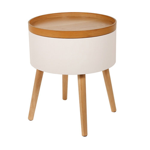 Mesa auxiliar redonda de mdf color blanco de 38x38x38cm