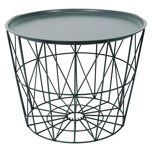 Mesa auxiliar redonda rejilla metal gris oscuro 52.5x40 cm (diámetro