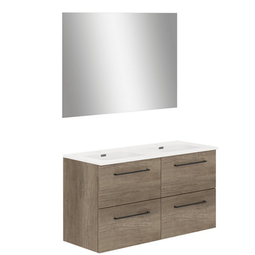 Mueble de baño con lavabo y espejo new sand 120 cm nebraska de la marca Blanca / Sin definir en acabado de color Marrón fabricado en Aglomerado de particulas