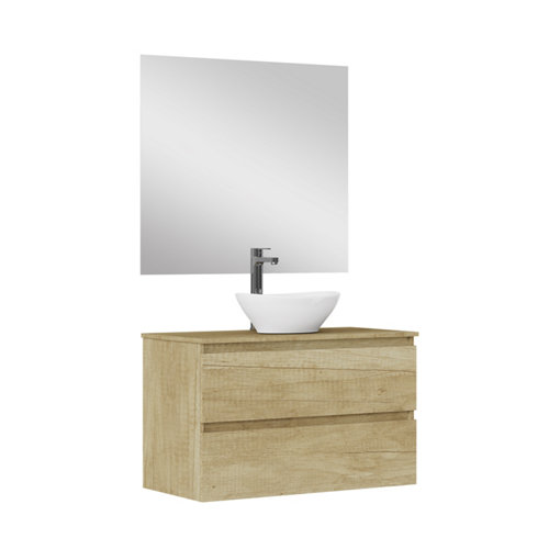 Mueble de baño con lavabo y espejo sand olmo 90 cm de la marca ARTYSAN en acabado de color Marrón fabricado en Aglomerado de particulas
