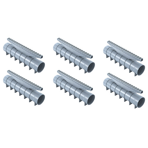 Lote de 6 canaletas de desagüe gris de polipropileno 50x20 cm