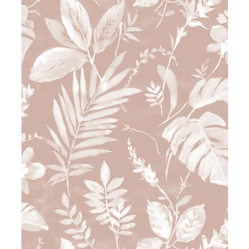 Papel pintado vinílico naturaleza hojas rosa