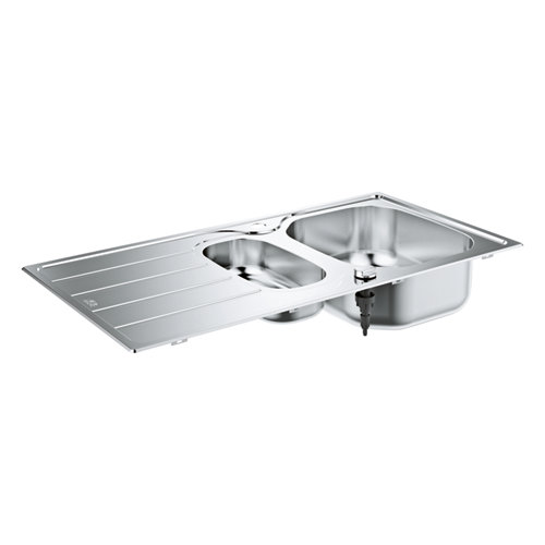 Fregadero 1 seno y medio+escurridor inox rectangular grohe k200 96.5x50cm
