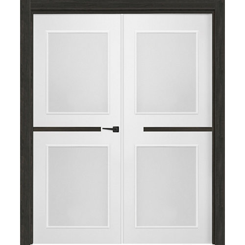Puerta doble denver c-carbón izquierda con cristal mate de 9x125x203cm