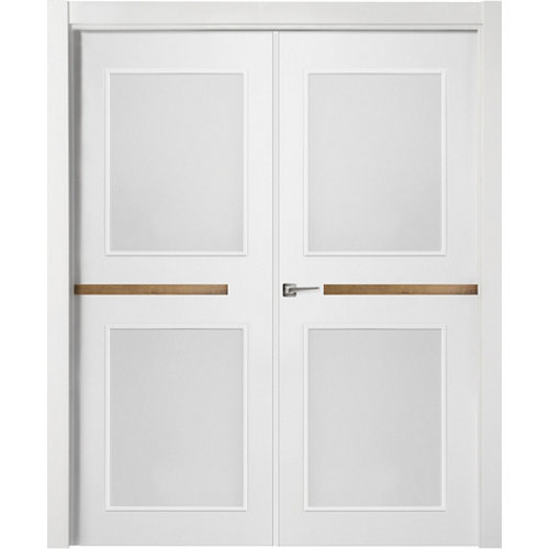 Puerta denver gold blanco apertura derecha con cristal de 145cm