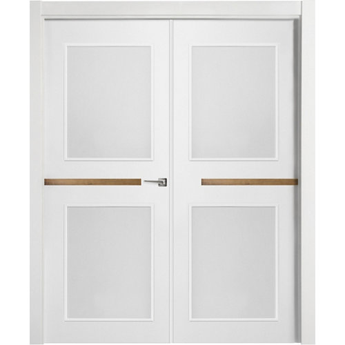 Puerta denver gold blanco apertura izquierda con cristal de 11x145cm