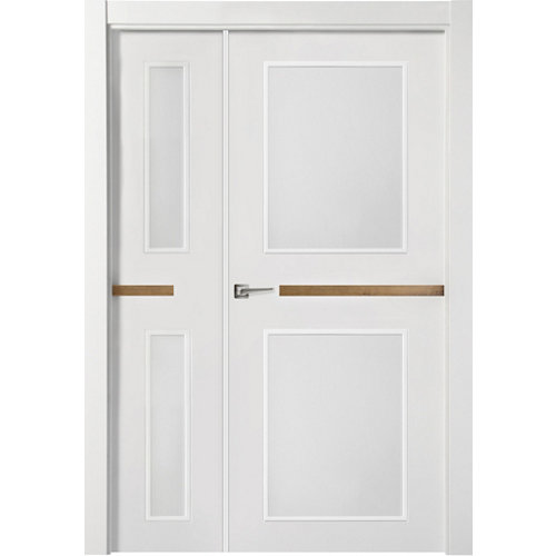 Puerta denver gold blanco apertura derecha con cristal de 11x105cm