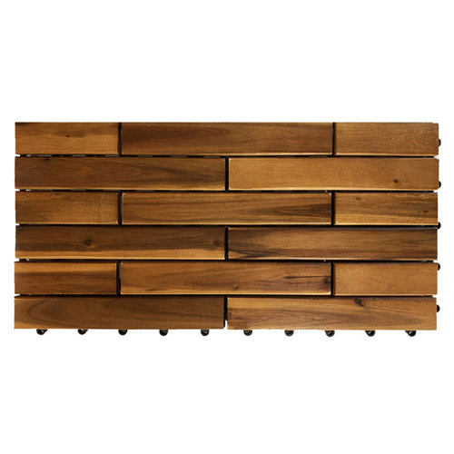 Baldosa encajable de madera marrón 30x60 cm y 25 mm