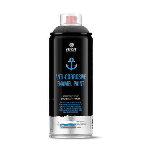 Spray pintura antioxido pro montana 400ml negro de la marca MONTANA en acabado de color Negro fabricado en Varios, ver descripción