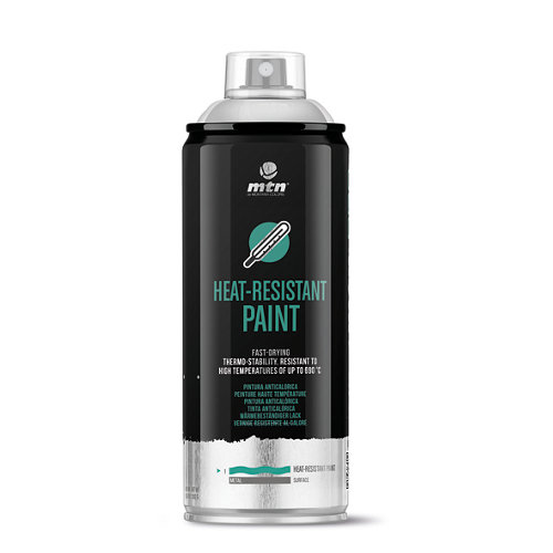Spray pintura alta temperatura pro montana 400ml plata de la marca MONTANA en acabado de color Gris / plata fabricado en Varios, ver descripción