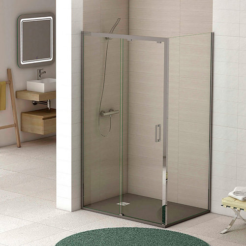 Mampara fija lateral orlean 70x200 acero de la marca LAZOS BATH en acabado de color Incoloro / transparente fabricado en Cristal