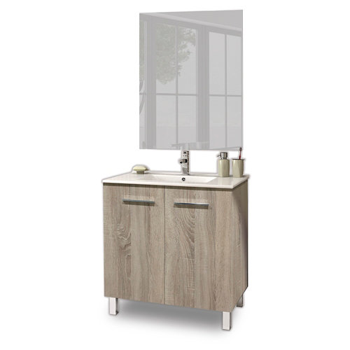 Conjunto de mueble de baño mindoro 60 cambrian de la marca LAZOS BATH en acabado de color Negro fabricado en Aglomerado