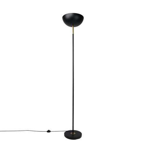 Lámpara de pie de luz indirecta de bombilla, 2xe27, negra y dorada, 179cm