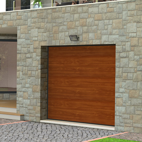 Puerta de garaje motorizada cascais roble de 250x212,5 cm