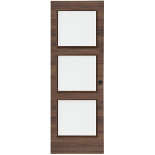 Puerta corredera vidriera oslo nogal 72,5cm con uñero y condena