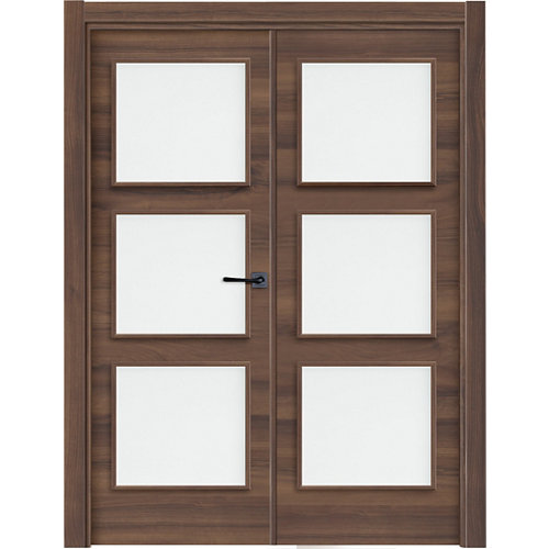 Puerta vidriera doble oslo nogal 145(72,5+72,5cm) izquierda