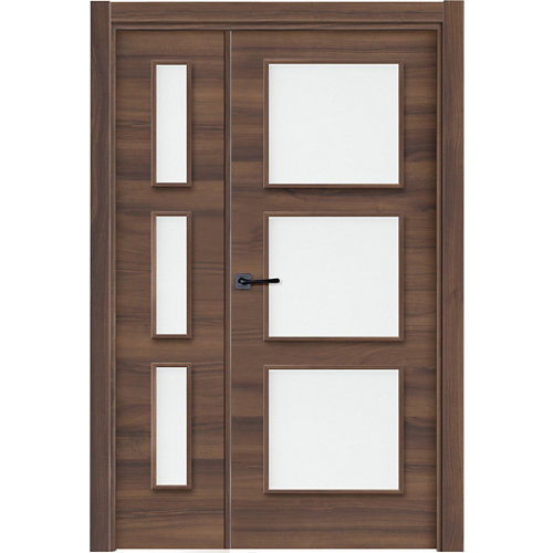 Puerta vidriera oslo nogal 9x105 cm (42,5+ 62,5 cm) derecha