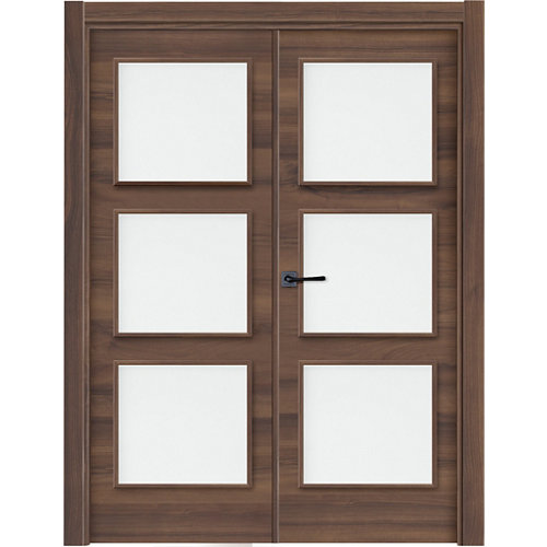 Puerta vidriera doble oslo nogal 11x125 cm (62,5+62,5 cm) derecha