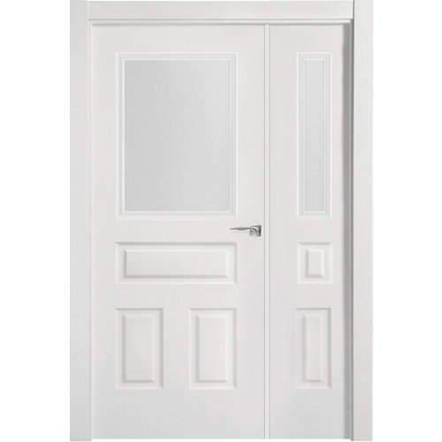 Puerta indiana plus blanco apertura izquierda con cristal de 9x125 cm
