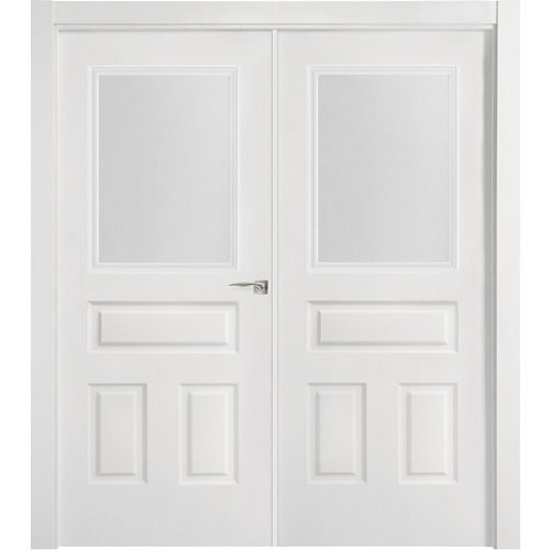 Puerta indiana plus blanco apertura izquierda con cristal de 9x145cm