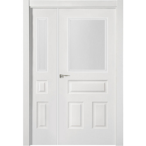 Puerta indiana plus blanco apertura derecha con cristal de 11x105cm