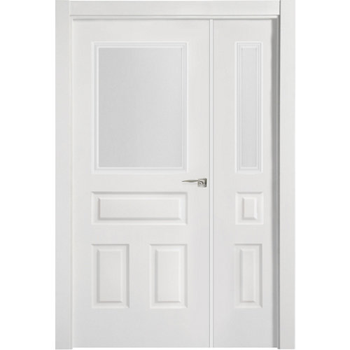Puerta indiana plus blanco apertura izquierda con cristal de 11x105cm