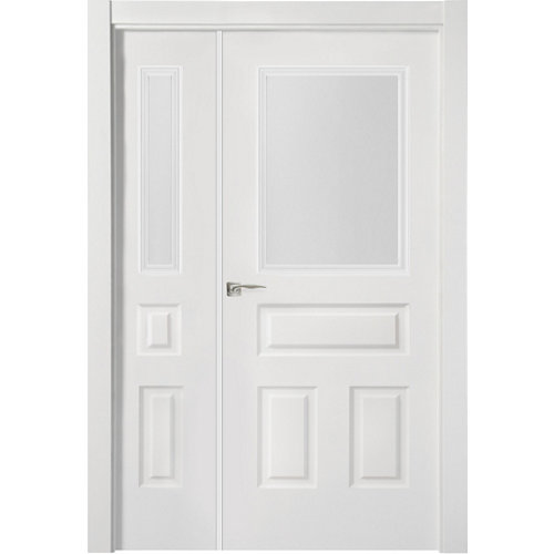 Puerta indiana plus blanco apertura derecha con cristal de 11x115cm
