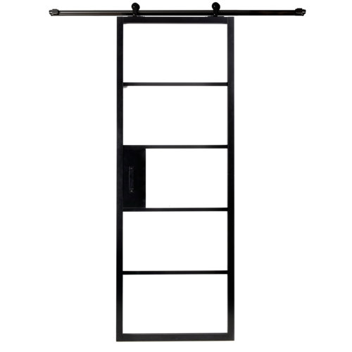 Puerta corredera cristal chloe + guía loft negro 83cm