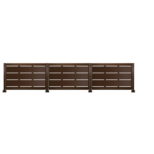 Kit valla de acero galvanizado rayas marrón forja 456x100x13 cm de la marca Blanca / Sin definir en acabado de color Marrón fabricado en Acero