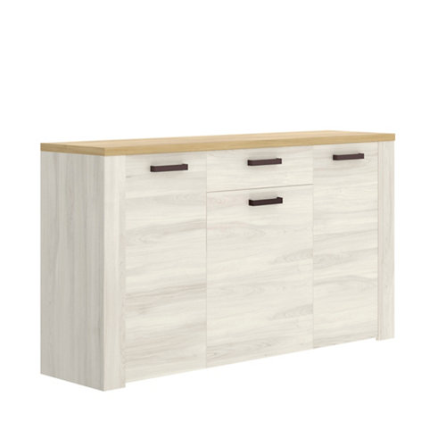 Puerta doble acristalada berna roble miel 130x125(62+62)cm i 26 Aparador sham roble de 88x150x40 cm con 3 puertas