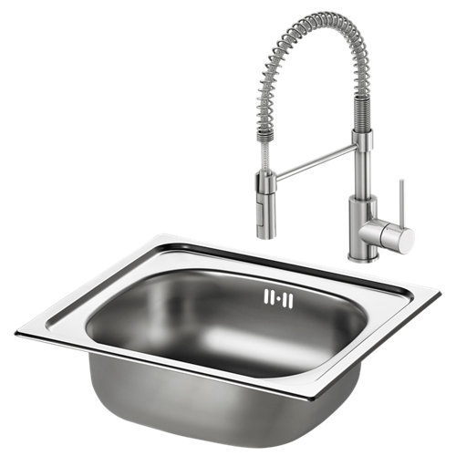 Conjunto fregadero como 46,5 x 43 cm y grifo caño flexible thomas