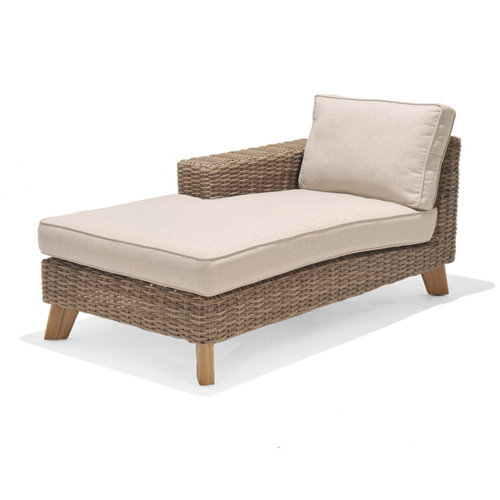 Sofá chaise de jardín con cojín de ratán sintético bahamas 2 marrón