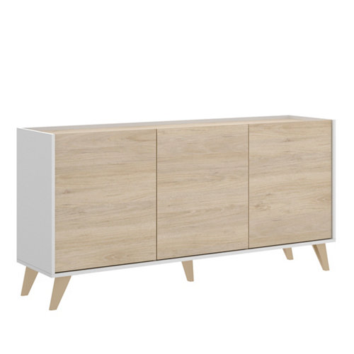 Soporte y remate para barra de armario lateral spaceo de aluminio plata 27 Aparador nela de 75x155x43 cm con 3 puertas