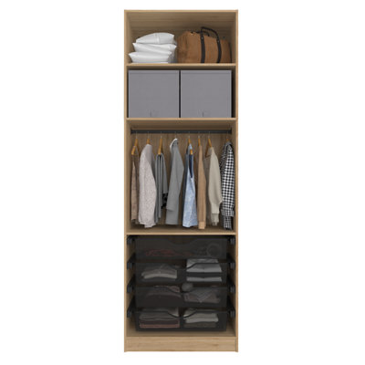 Composición nº75 Spaceo Home armario kit vestidor sin puertas roble 240X80X60cm