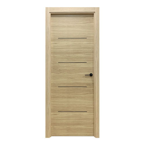 Pack puerta maciza sahara roble de 62,5 cm izq + jambas + manivela