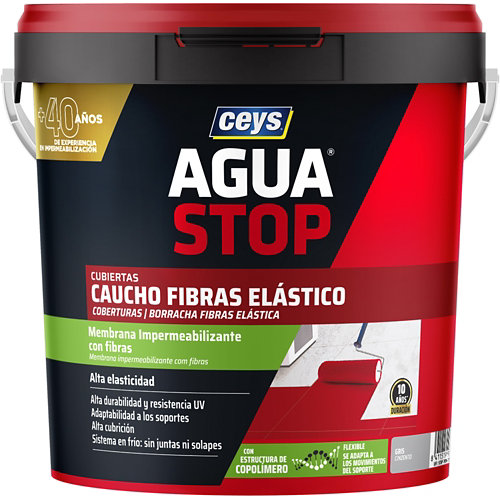Pintura impermeabilizante cubiertas aguastop ceys caucho 5kg gris