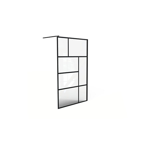 Panel de ducha fabrilia transparente perfil negro 90x200cm de la marca Blanca / Sin definir en acabado de color Incoloro / transparente fabricado en Varios, ver descripción