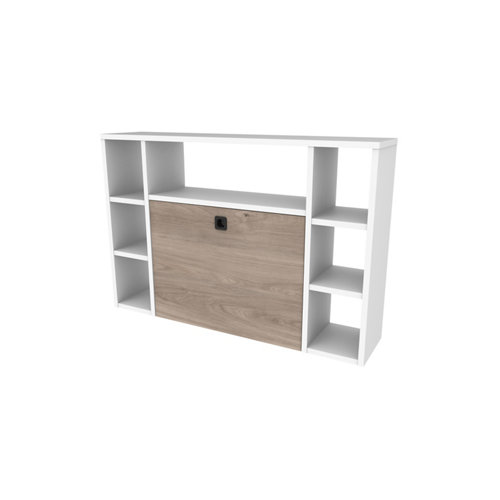 Puerta doble con cristal berna roble gris 110x125(62+62)cm d 27 Mesa de escrotrio omega light winter 60x90x20 cm