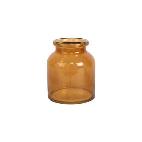 Jarrón de cristal ancho antiguo marrón 13x15 cm