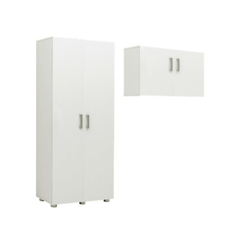 Pack armario alto + armario colgar blanco