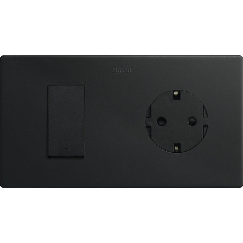 Kit interruptor 2 módulo + enchufe clean simon 270 negro