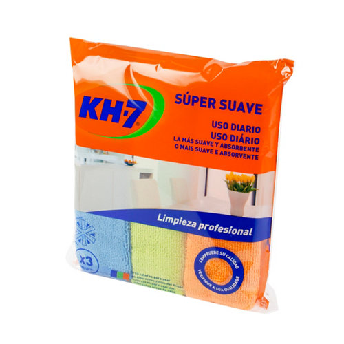Pack de 3 bayetas en microfibra ultra suave kh-7