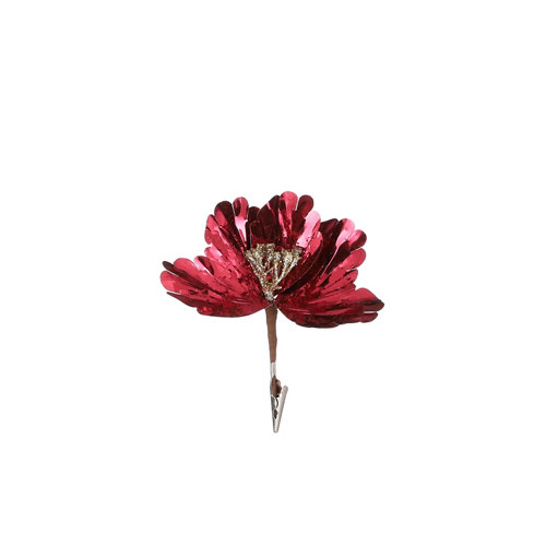 Adorno colgante de navidad flor hibiscos polietileno rojo 8x14 cm