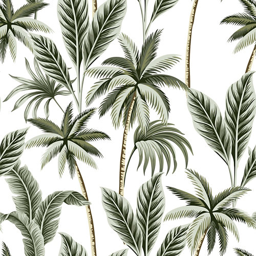 Papel pintado autoadhesivo aspecto texturizado floral palmons verde