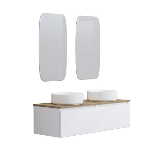 Conjunto de mueble de baño toko 2c 120cm blanco de la marca ARTYSAN en acabado de color Blanco fabricado en Aglomerado de particulas