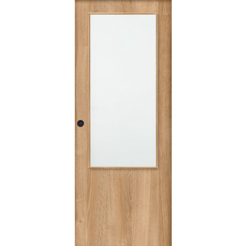 Puerta corredera lisboa plus roble con cristal de 72.5 cm con uñero