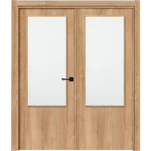Puerta lisboa plus roble apertura izquierda con cristal de 125cm